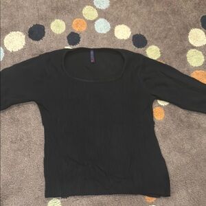 Black Ribbed Knit Top